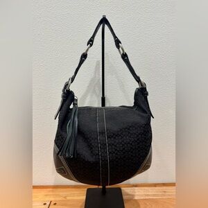 Coach Vintage Mini C SoHo Black Jacquard Leather and Canvas Hobo Bag